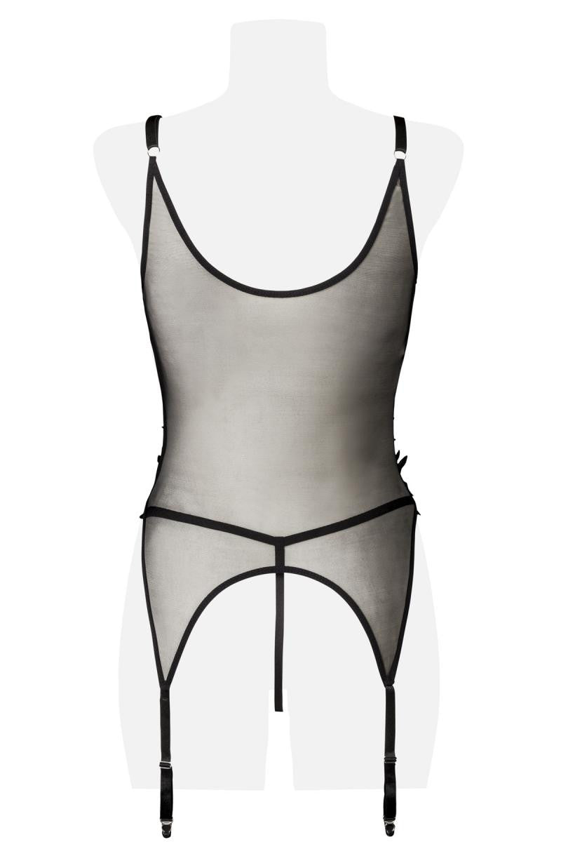 Grey Velvet 2-piece suspender set with lace 15234