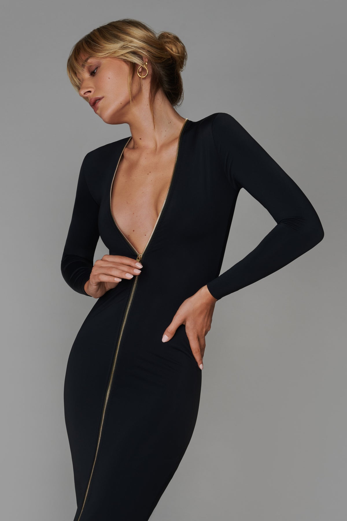 Scandale -561894- 021 - stretch midi dress with zip