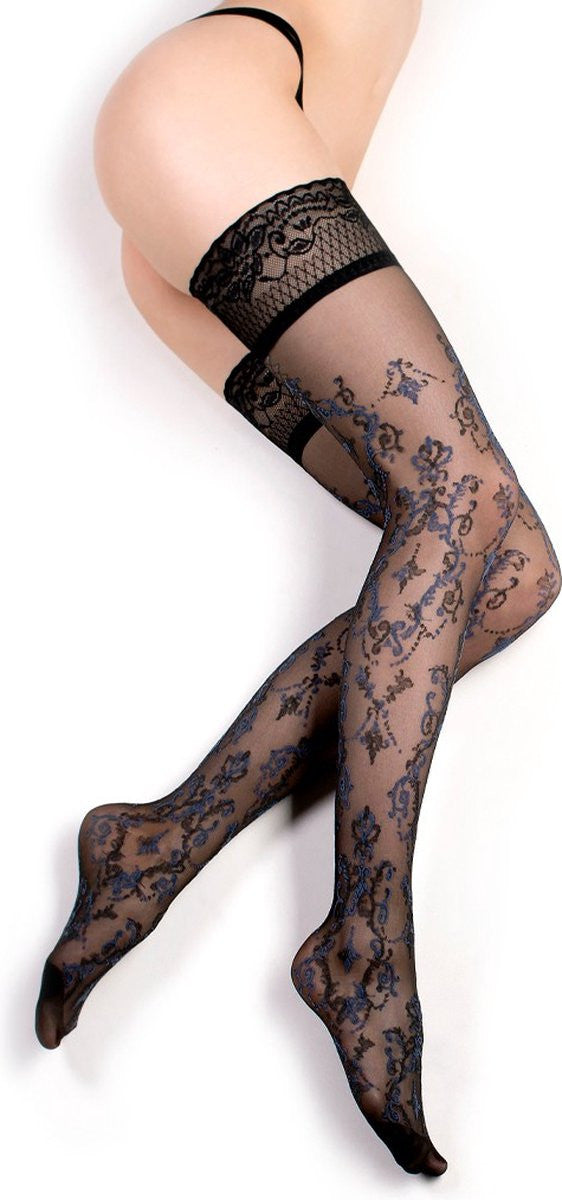 Ballerina's Secret -212- zwarte hold-ups met elegant patroon 20 den