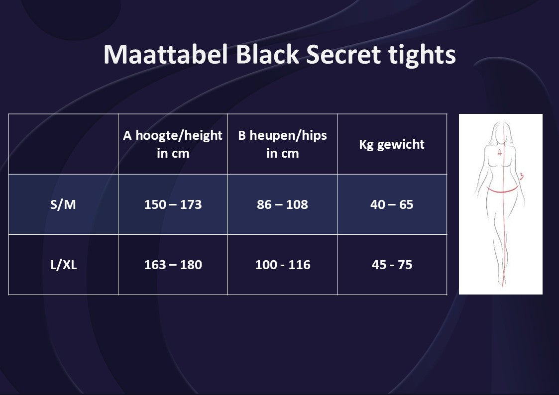Ballerina's Secret -130- black crotchless tights with bordeaux detail