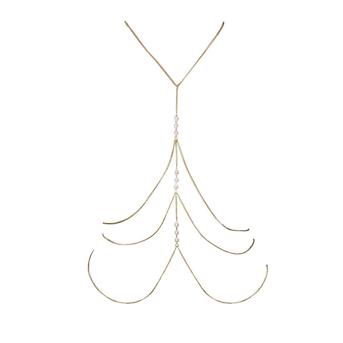 Escora fascinating gold body chain with pearls
