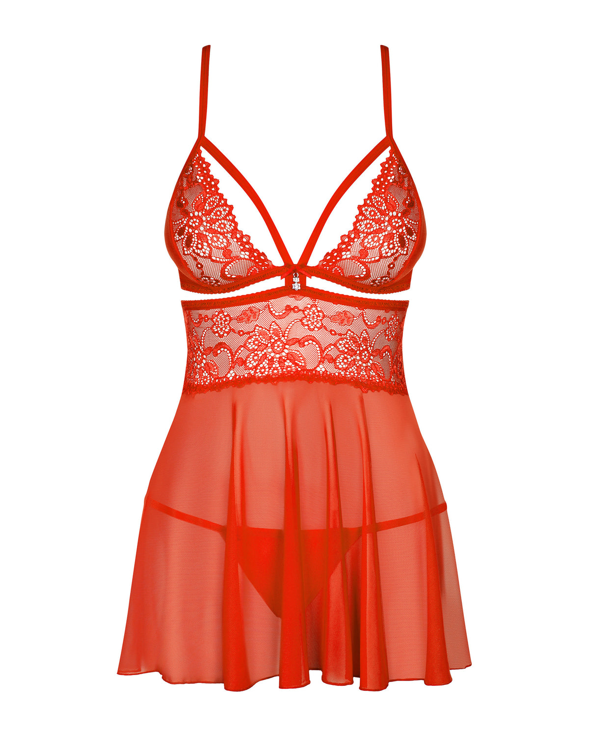 Obsessive 838-BAB-3 babydoll & thong red
