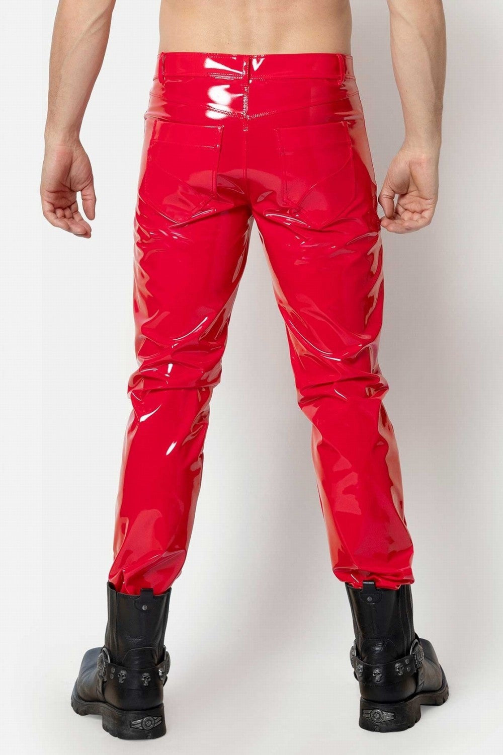 Maison Catanzaro -PC506703H6- Pantaloni Shawn in vinile rosso