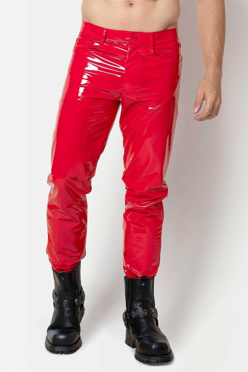 Maison Catanzaro -PC506703H6- Pantaloni Shawn in vinile rosso