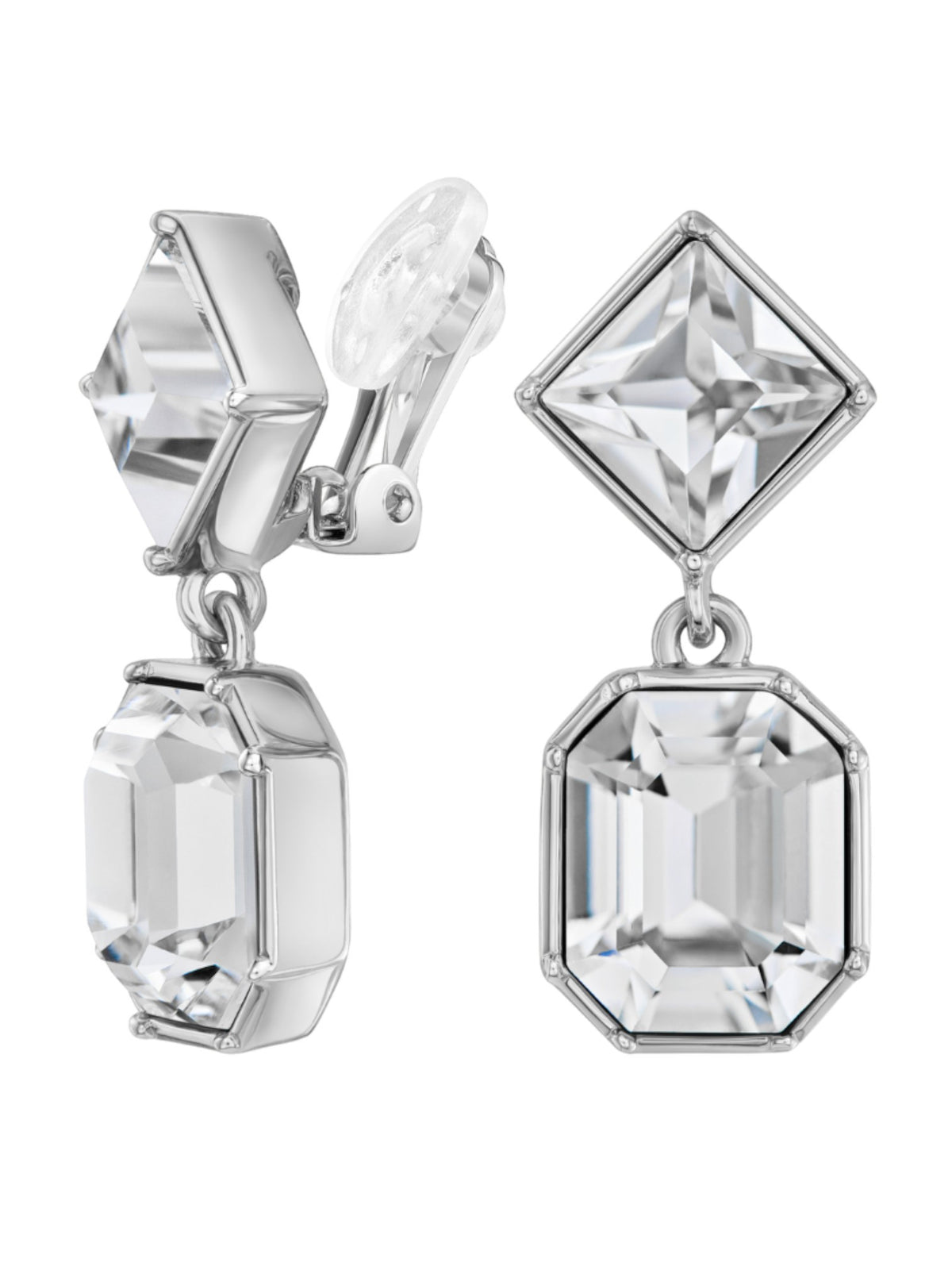 Traveller oorbellen hanger - geplatineerd - kristal - 157697