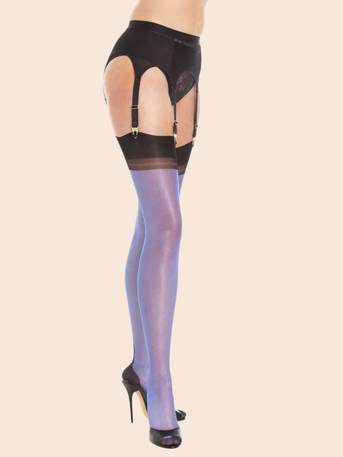 Serata Full Contrast nylon kousen met versterkte hiel en teen – Sapphire Blue