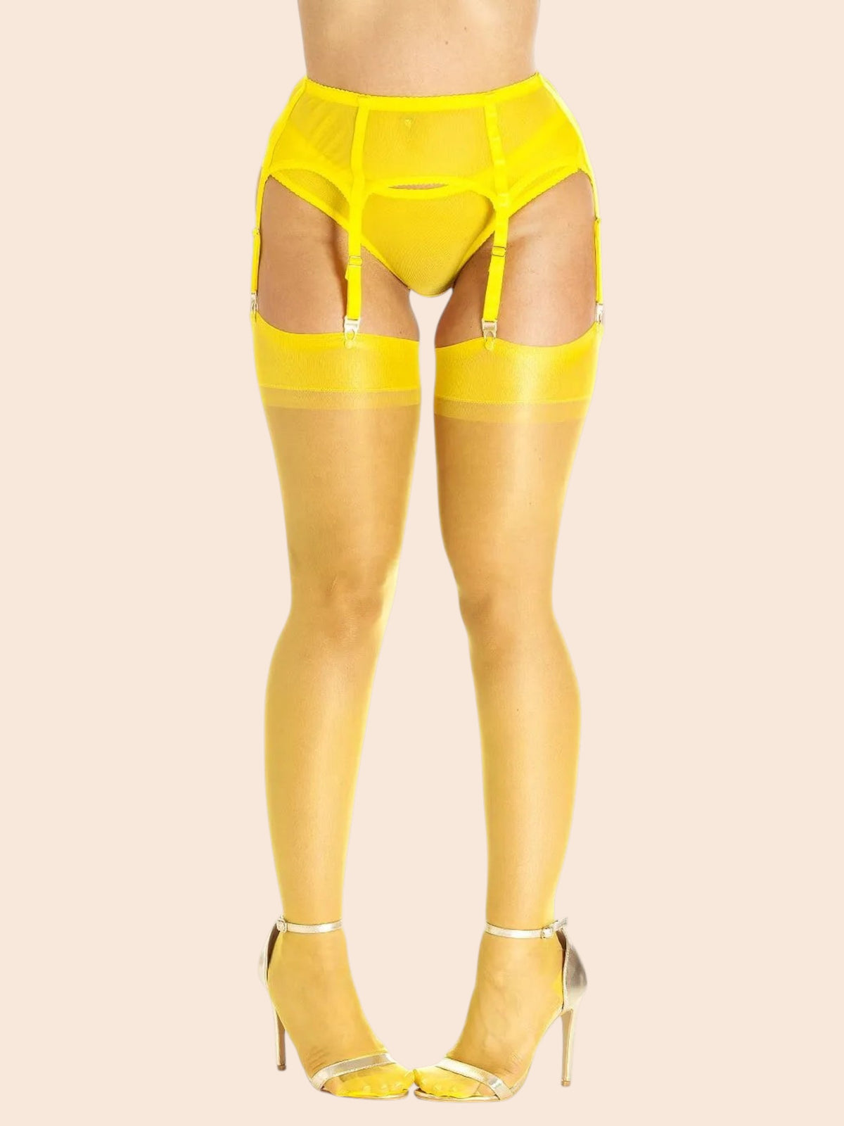 Serata nylon kousen met versterkte hiel en teen - Lemon