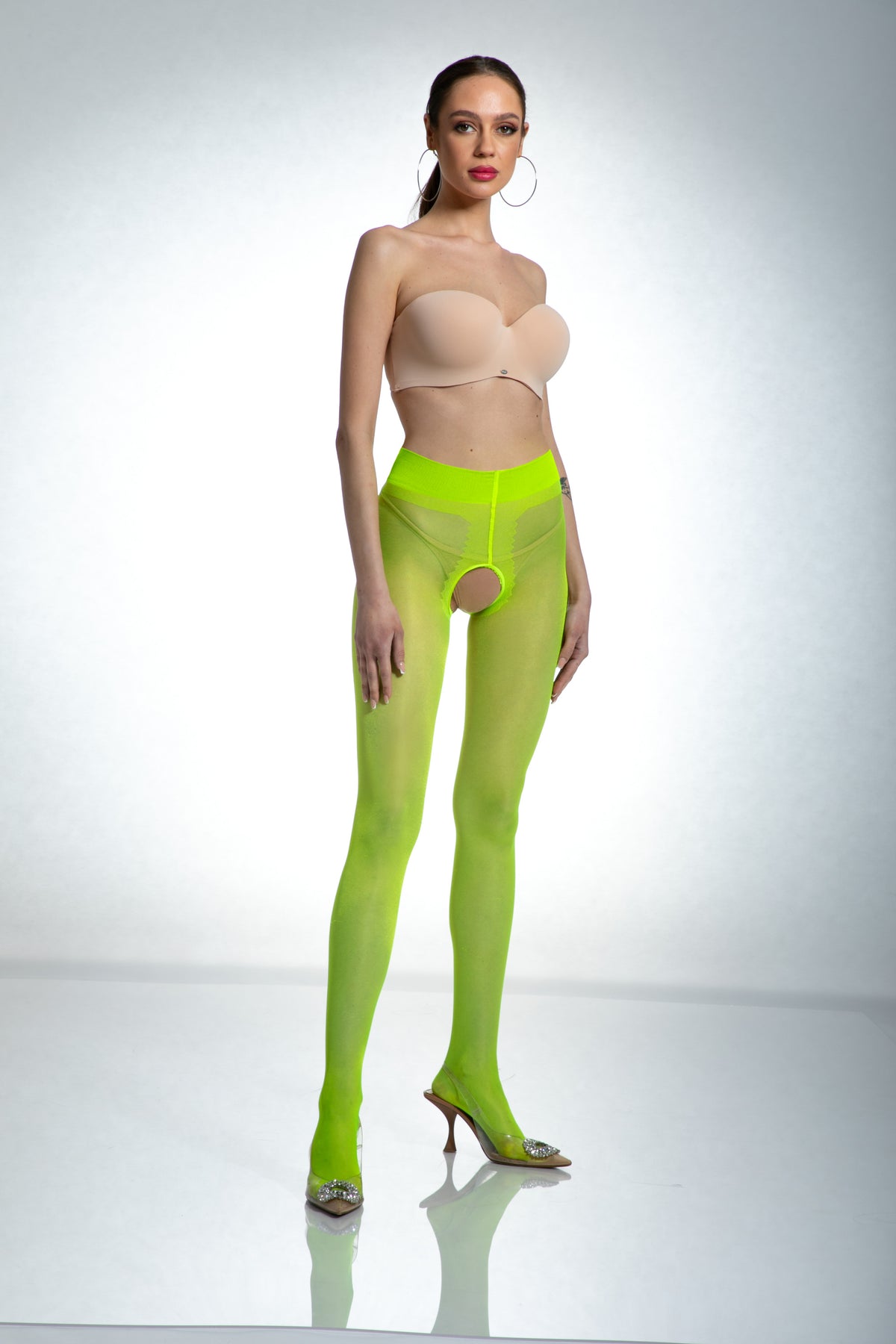 Amour hip gloss 20 den strømpebukser uden skridt fluo gul