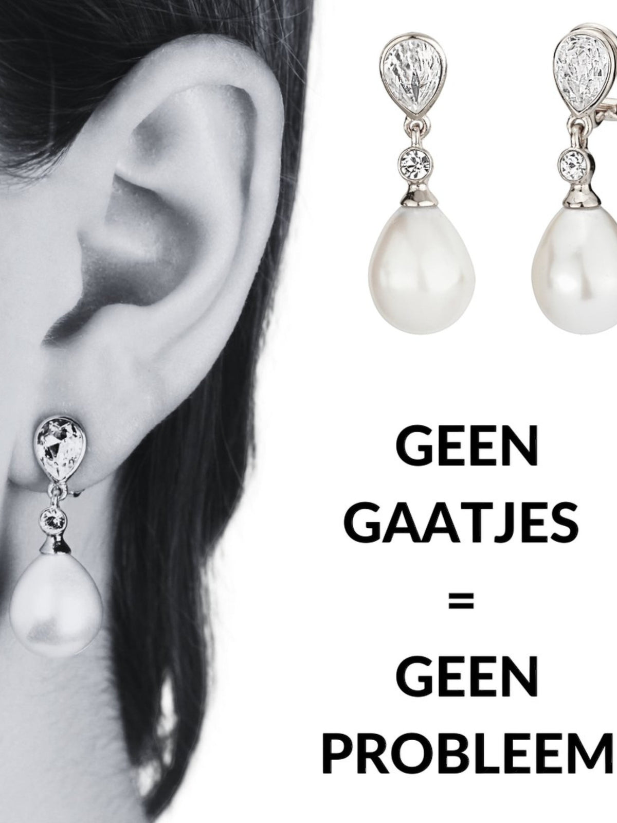Pendentif boucles d'oreilles Traveller - plaqué platine - perles blanches 12x14mm - 110680
