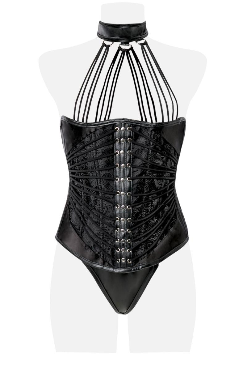 Grey Velvet underbust corset with briefs 14493