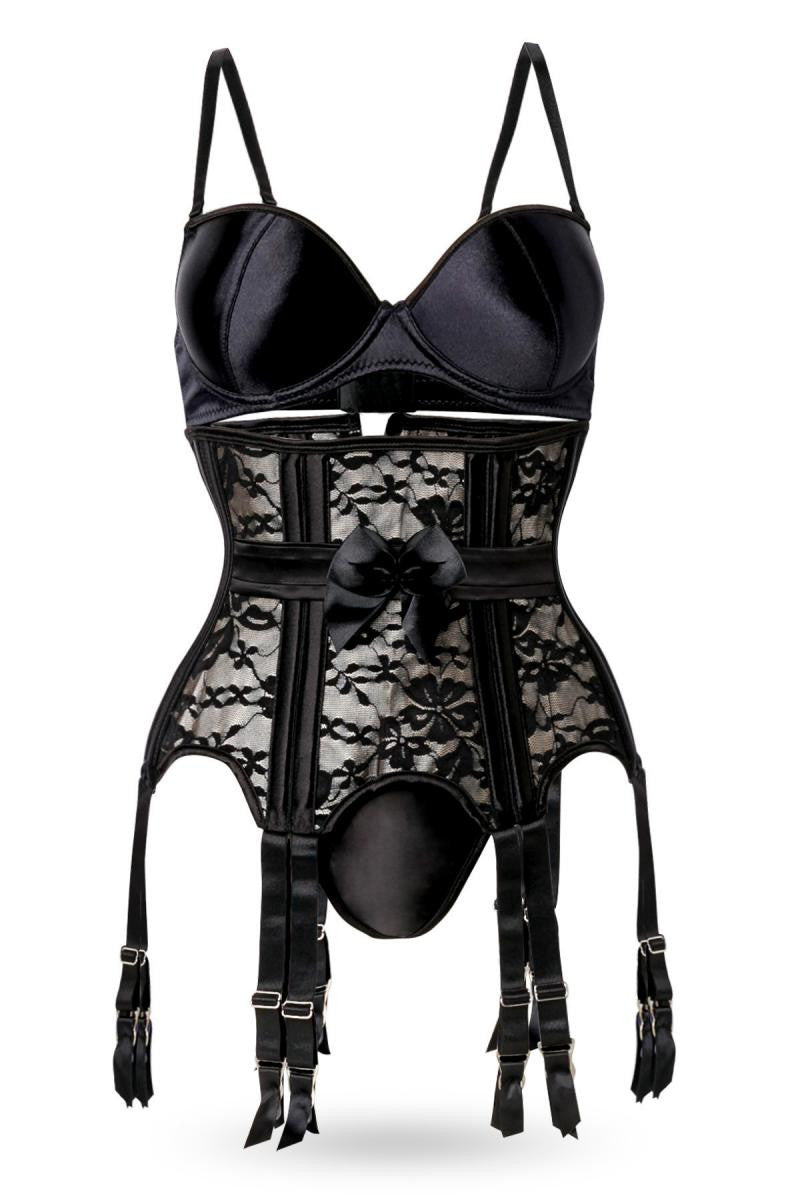 Grey Velvet 3-piece corset set 14495