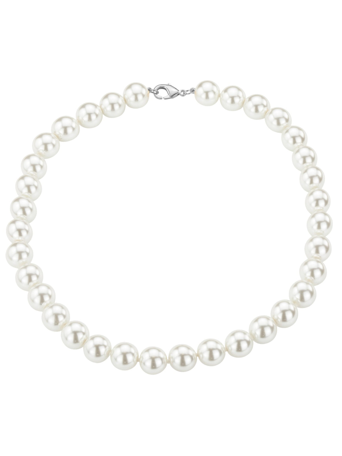 Traveller Ketting - 12mm/50cm parel wit - karabijn geplatineerd - 740250