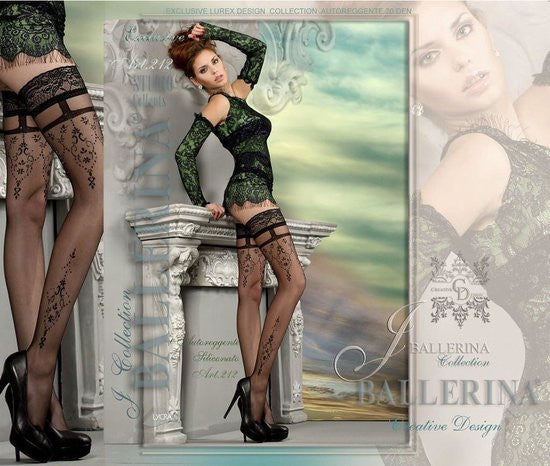 Ballerina's Secret -212- zwarte hold-ups met elegant patroon 20 den