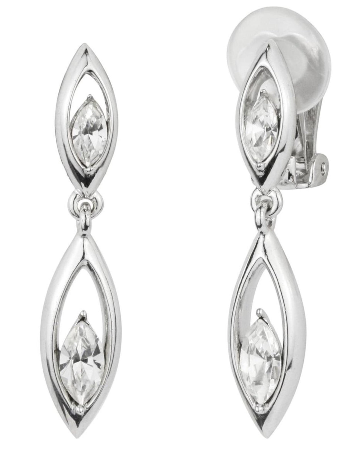 Traveller Oorbellen Hanger - geplatineerd - kristal - 157427