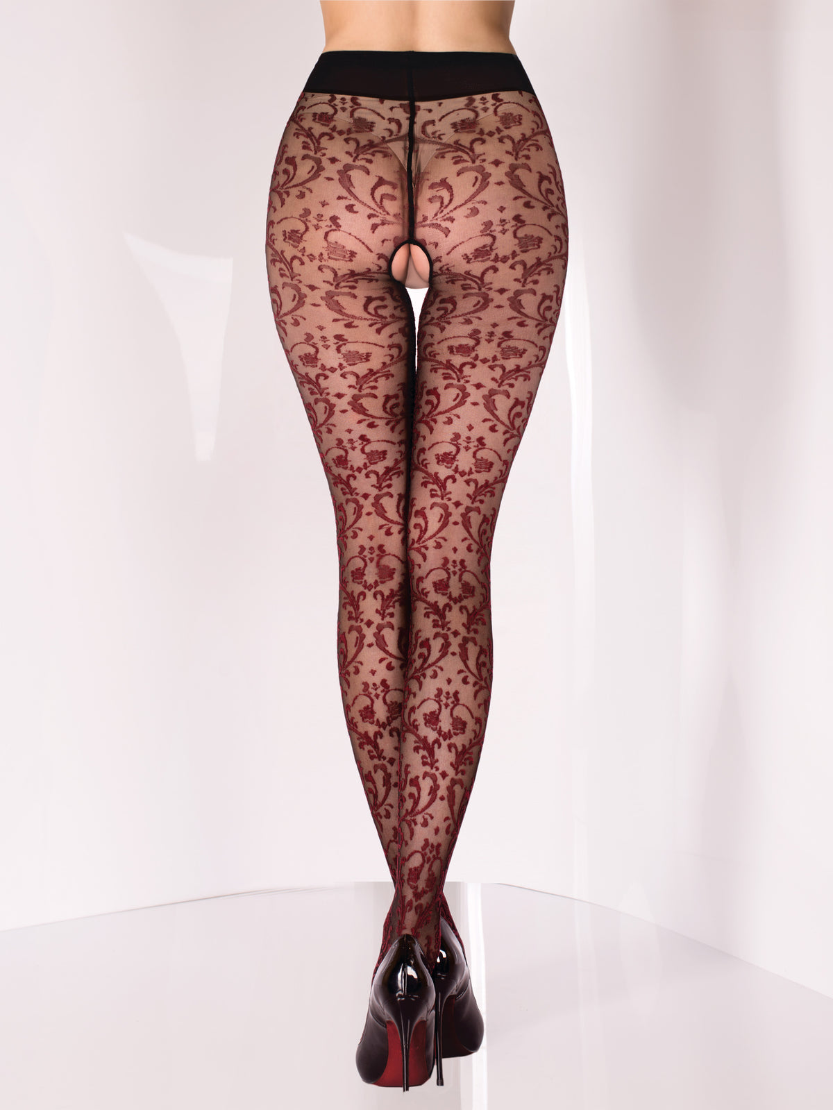 Ballerina's Secret -135- bordeaux openkruispanty met bloemenmotief