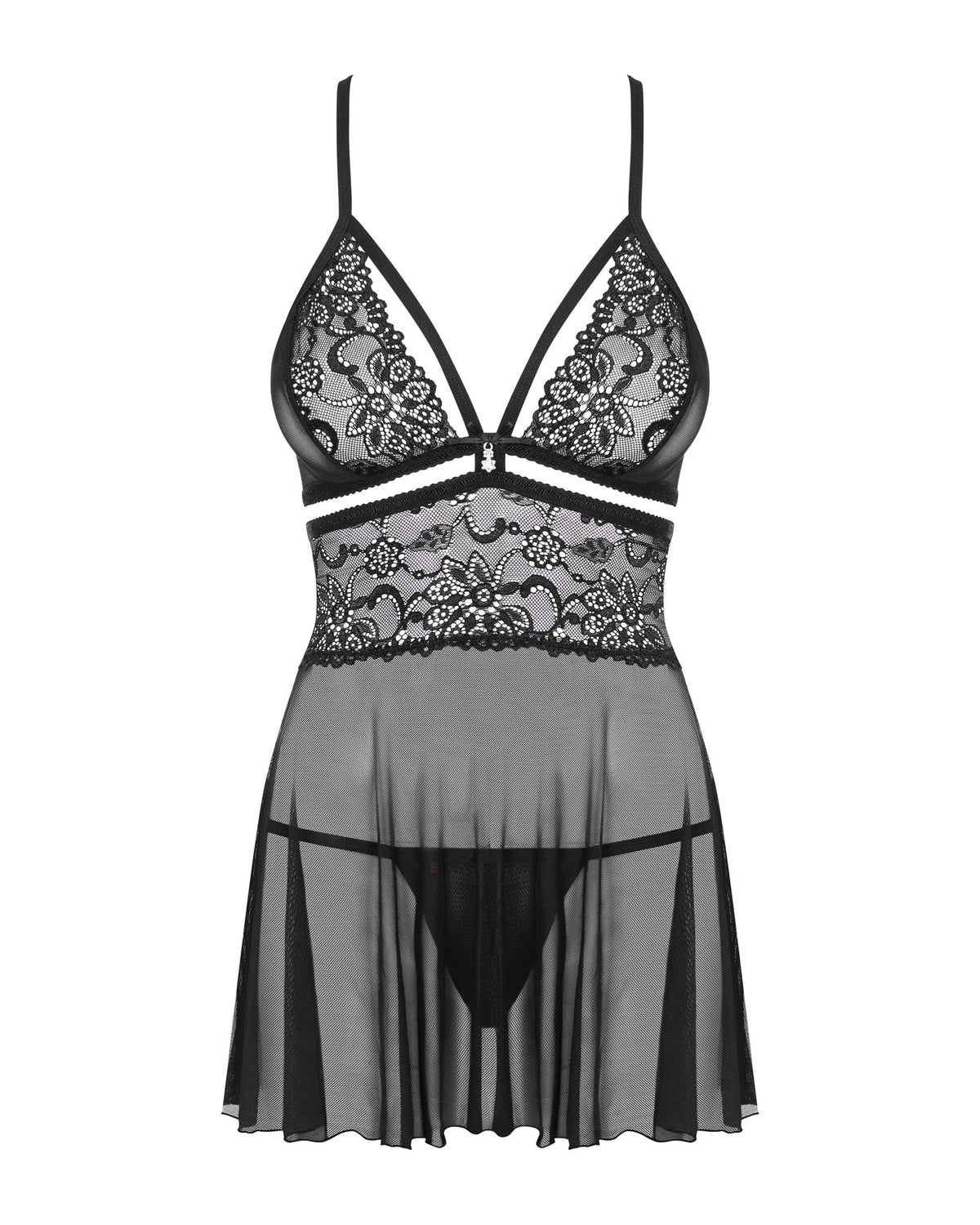 Obsessive 838-BAB-1 babydoll & thong black