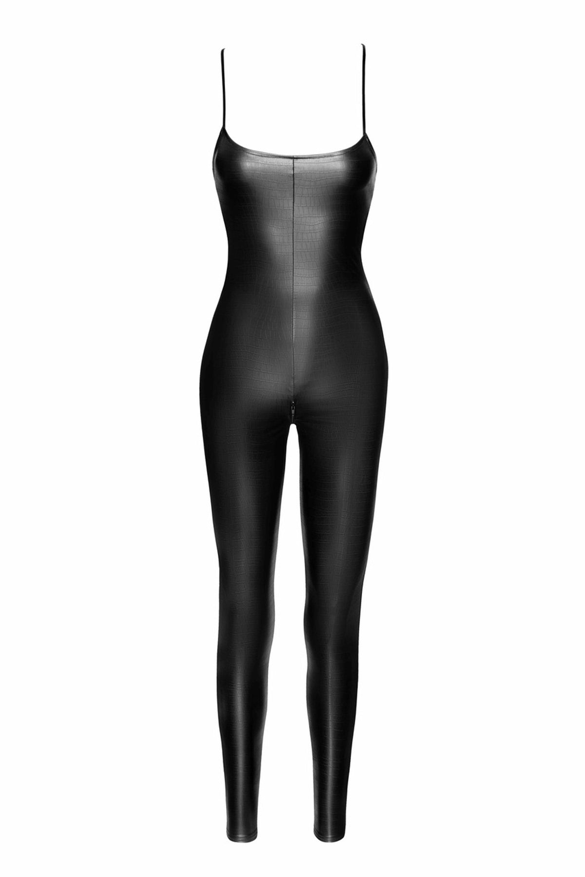 Noir Handmade -F316- Wild krokodillenprint wetlook catsuit met vetersluiting op de rug