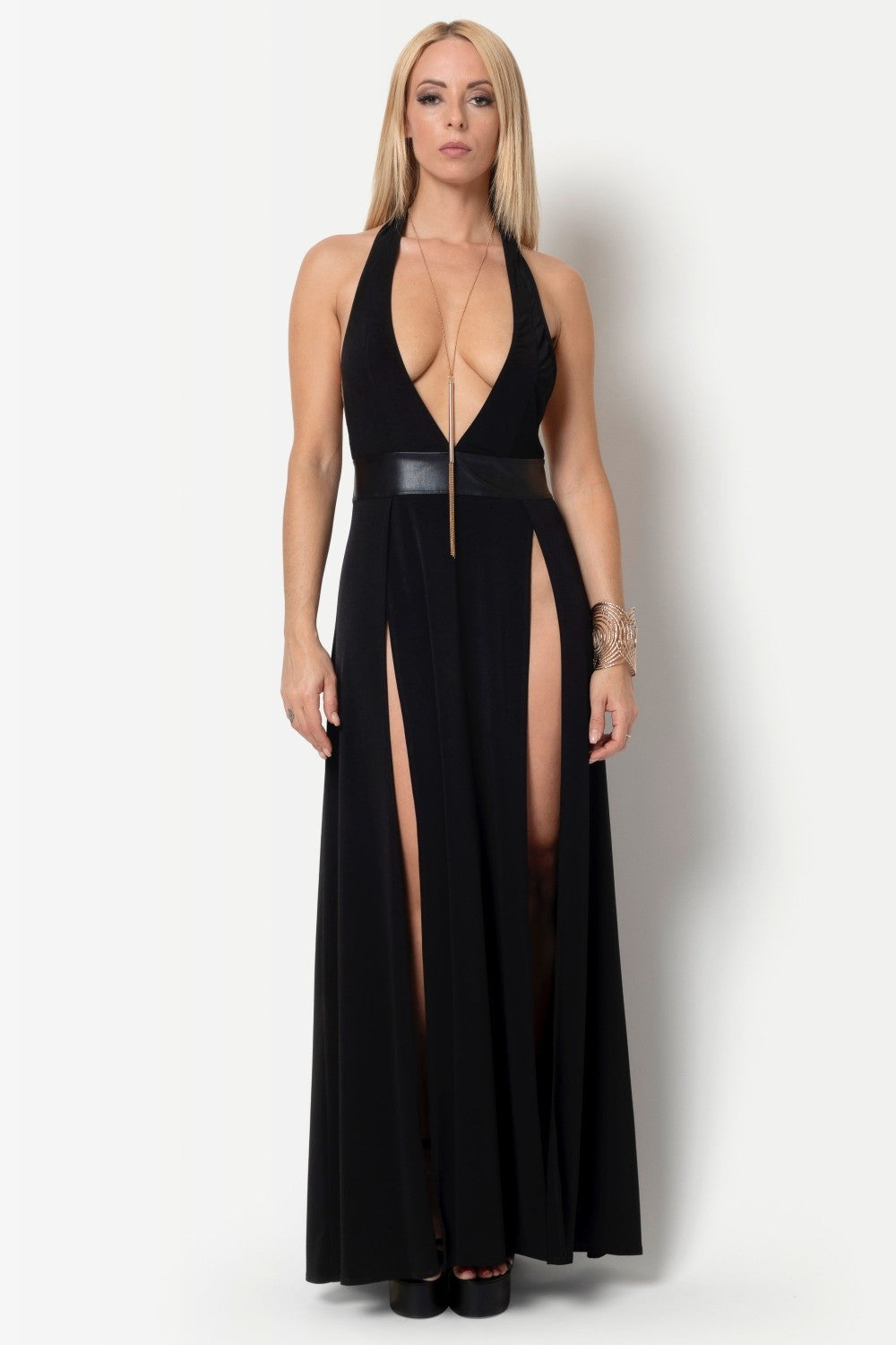 Maison Catanzaro -PF703703V10- Isabella zwarte lycra jurk