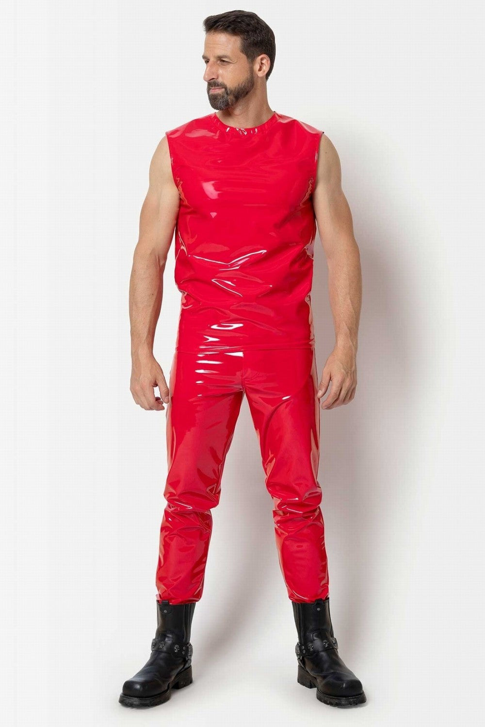 Maison Catanzaro -PC506703H6- Pantaloni Shawn in vinile rosso
