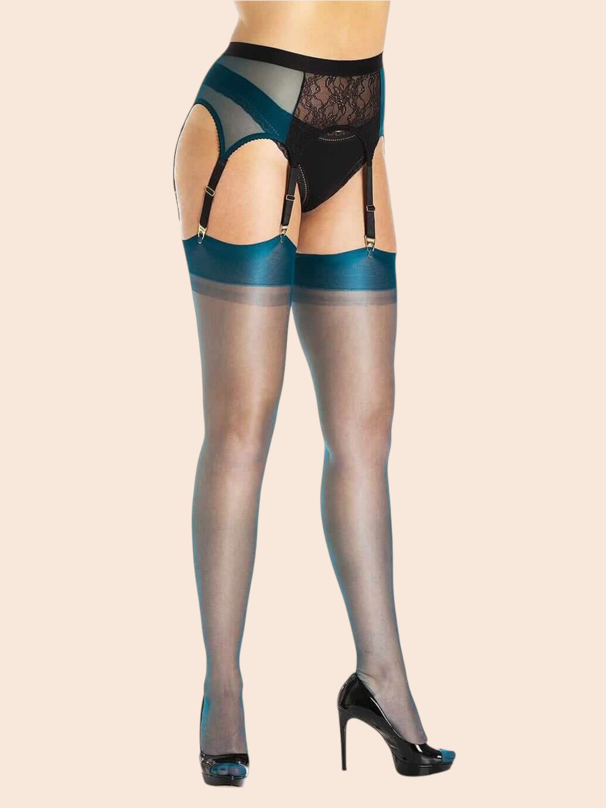 Serata nylon kousen met versterkte hiel en teen - Teal